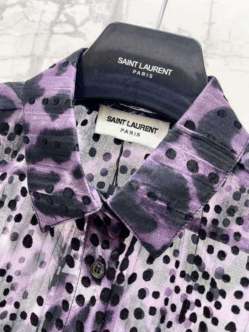 Yves Saint Laurent Jacquard Purple Millet Flower Shirt Y60001