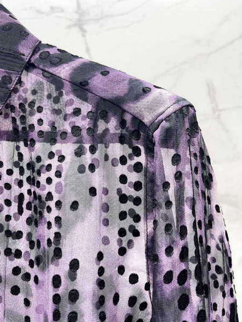 Yves Saint Laurent Jacquard Purple Millet Flower Shirt Y60001