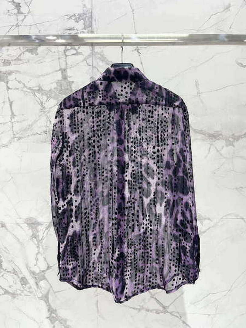 Yves Saint Laurent Jacquard Purple Millet Flower Shirt Y60001