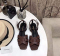 Yves Saint Laurent Tribute Flat Sandals In Smooth Leather 30150 - luxibagsmall