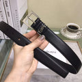 Yves Saint Laurent Women's Leather Buckle Belt 30MM 19123 Bright Black - luxibagsmall