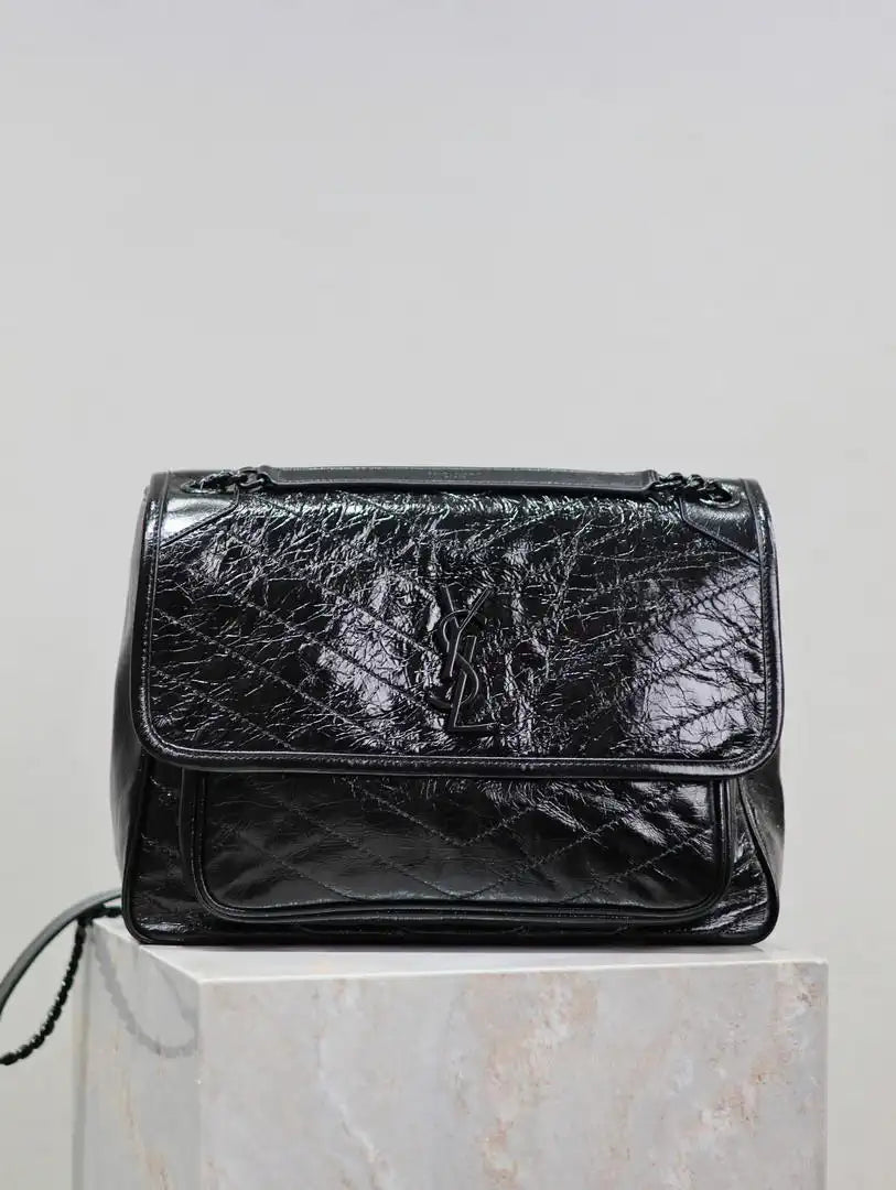 Yves Saint Laurent YSL 498830 Niki Large In Quilted Leather Bag Black
