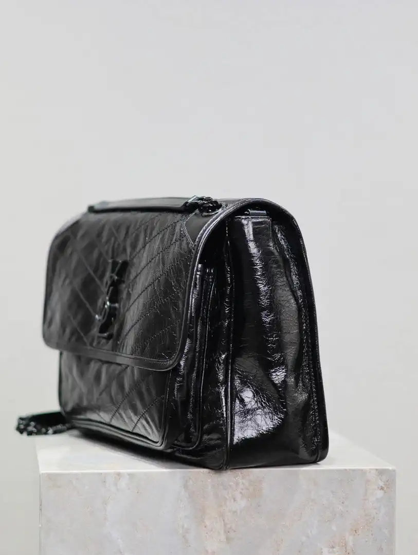 Yves Saint Laurent YSL 498830 Niki Large In Quilted Leather Bag Black