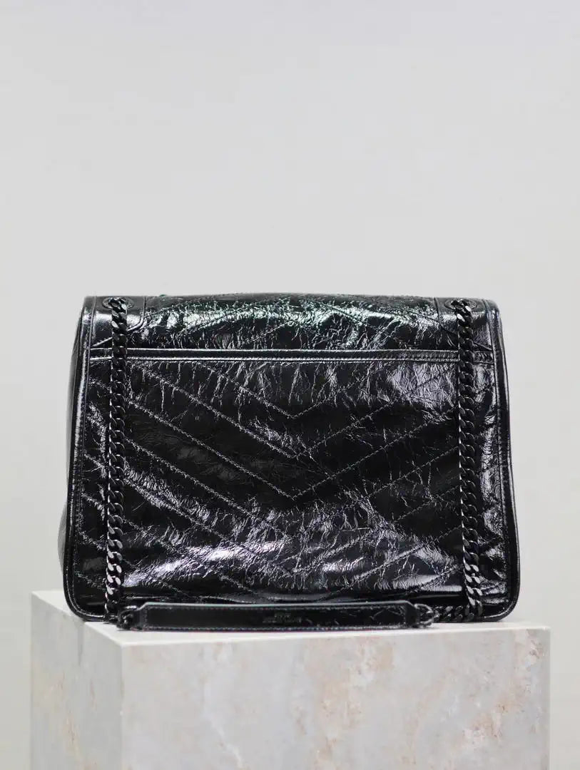 Yves Saint Laurent YSL 498830 Niki Large In Quilted Leather Bag Black
