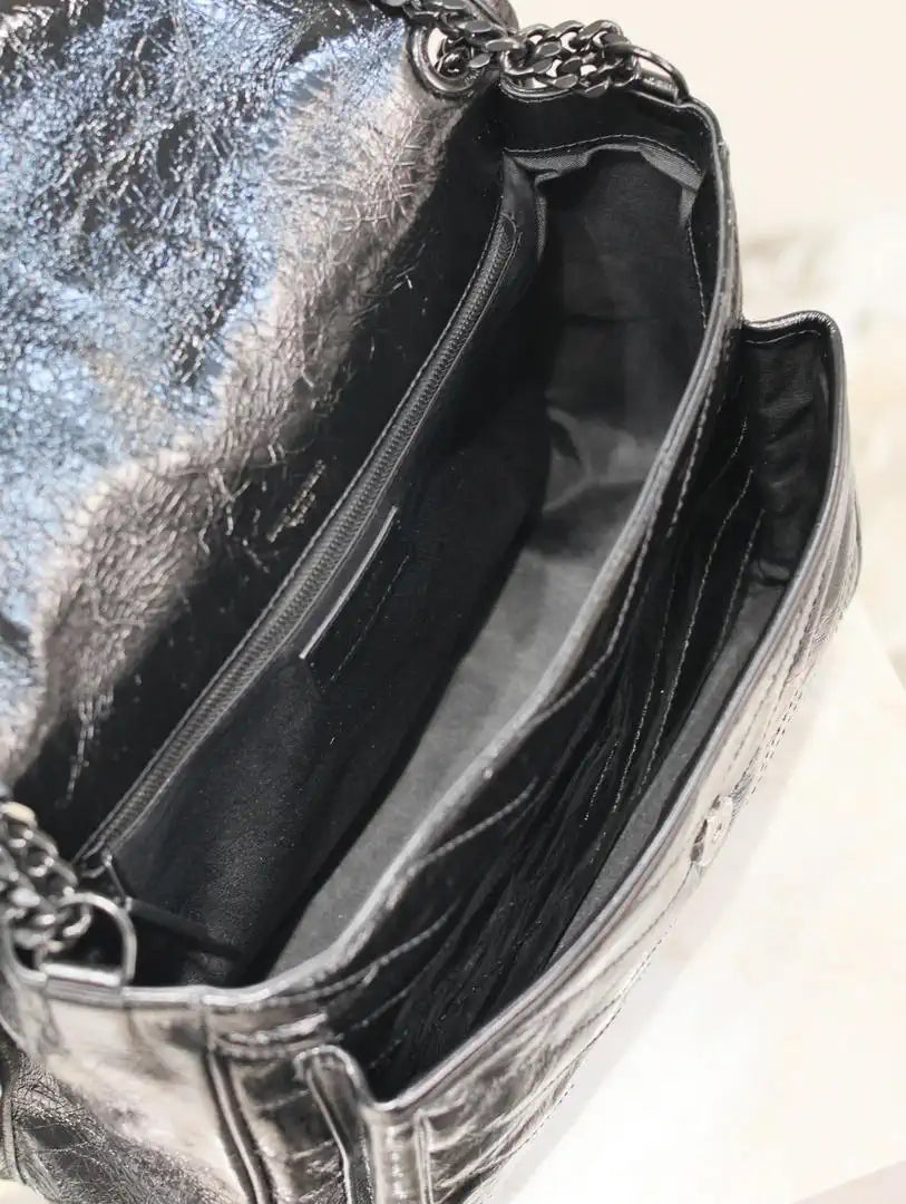 Yves Saint Laurent YSL 498830 Niki Large In Quilted Leather Bag Black
