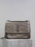 Yves Saint Laurent YSL 498830 Niki Large In Quilted Leather Bag Gray