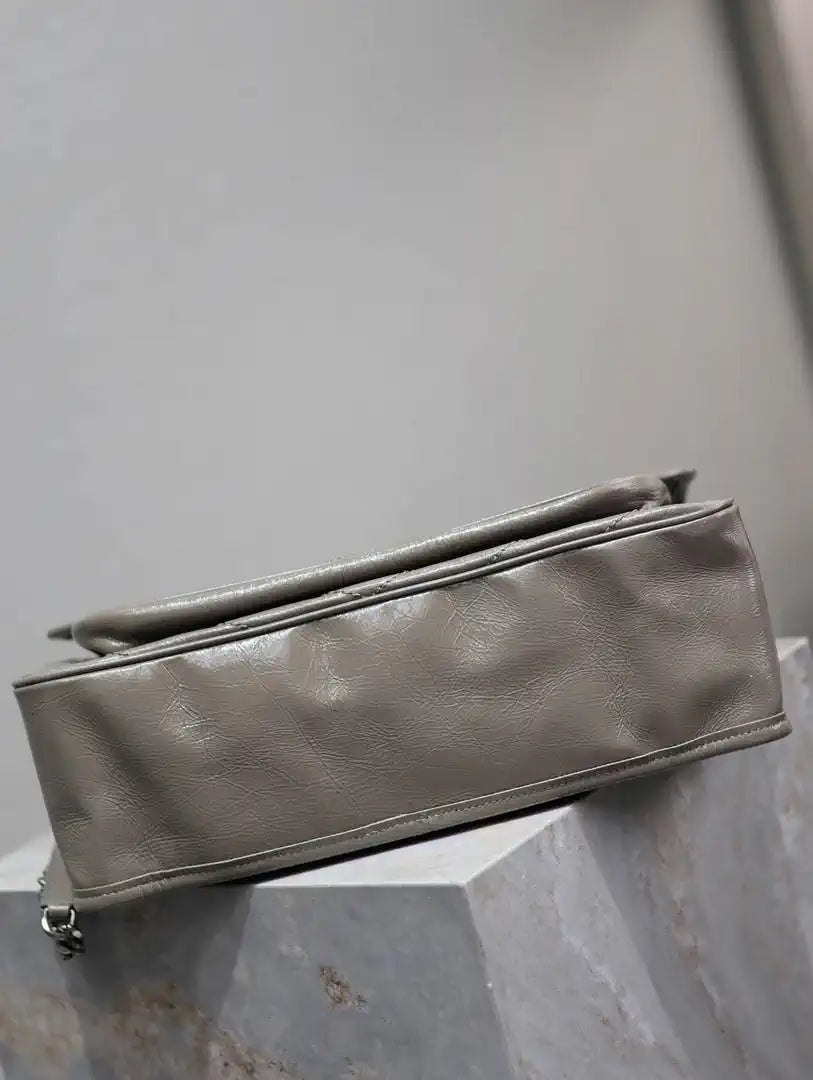 Yves Saint Laurent YSL 498830 Niki Large In Quilted Leather Bag Gray