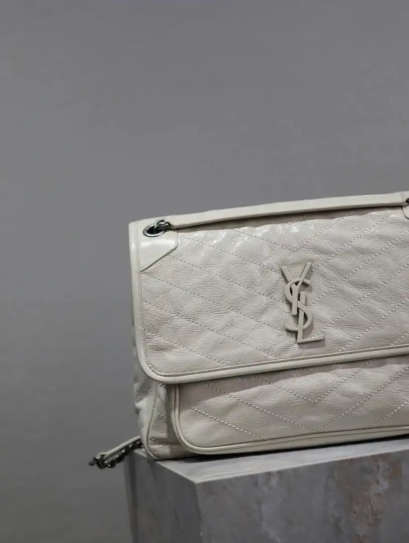 Yves Saint Laurent YSL 498830 Niki Large In Quilted Leather Bag milky white