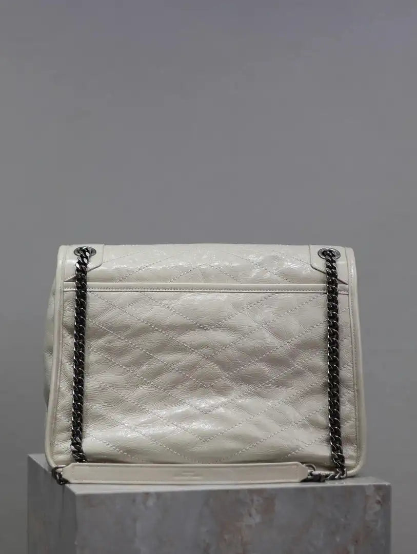 Yves Saint Laurent YSL 498830 Niki Large In Quilted Leather Bag milky white