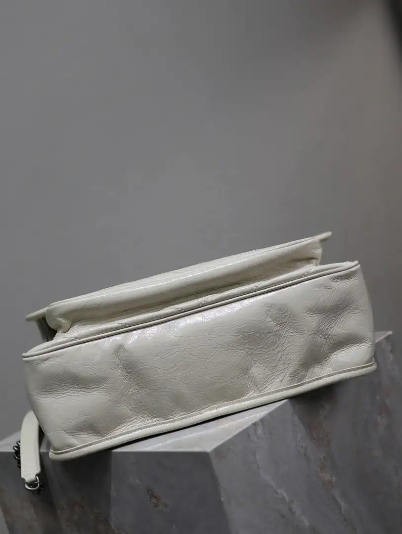Yves Saint Laurent YSL 498830 Niki Large In Quilted Leather Bag milky white