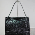 Yves Saint Laurent YSL 577998 NIKI Large Retro Pleated Genuine Leather Shopping Bag