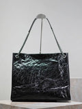 Yves Saint Laurent YSL 577998 NIKI Large Retro Pleated Genuine Leather Shopping Bag