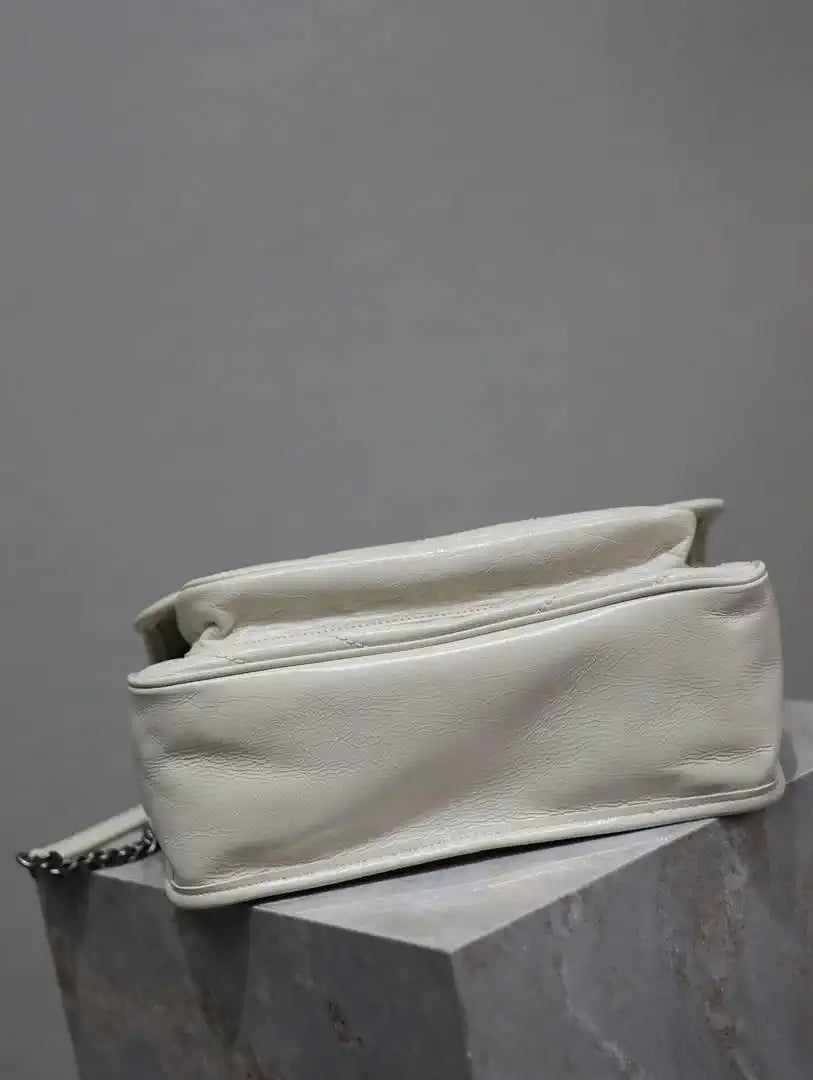 Yves Saint Laurent YSL 633158 Niki Medium In Quilted Leather Bag White