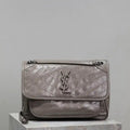 Yves Saint Laurent YSL 633158 Niki Medium In Quilted Leather Bag Gray