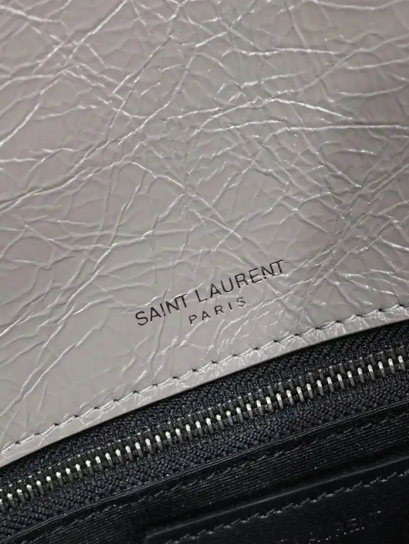 Yves Saint Laurent YSL 633158 Niki Medium In Quilted Leather Bag Gray