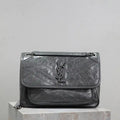 Yves Saint Laurent YSL 633158 Niki Medium In Quilted Leather Bag Dark Gray