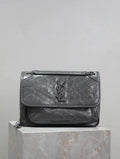 Yves Saint Laurent YSL 633158 Niki Medium In Quilted Leather Bag Dark Gray