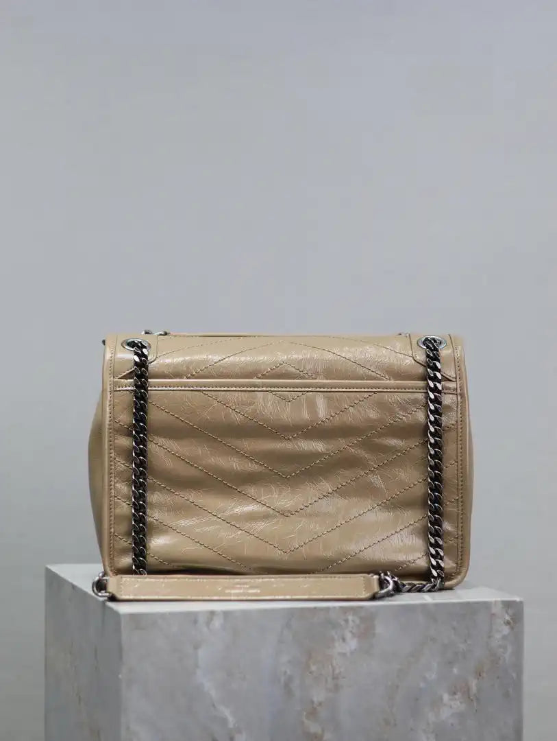 Yves Saint Laurent YSL 633158 Niki Medium In Quilted Leather Bag Apricot