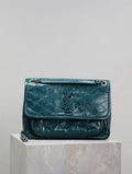 Yves Saint Laurent YSL 633158 Niki Medium In Quilted Leather Bag Turquoise