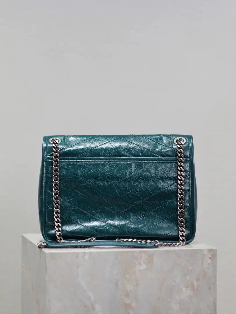 Yves Saint Laurent YSL 633158 Niki Medium In Quilted Leather Bag Turquoise