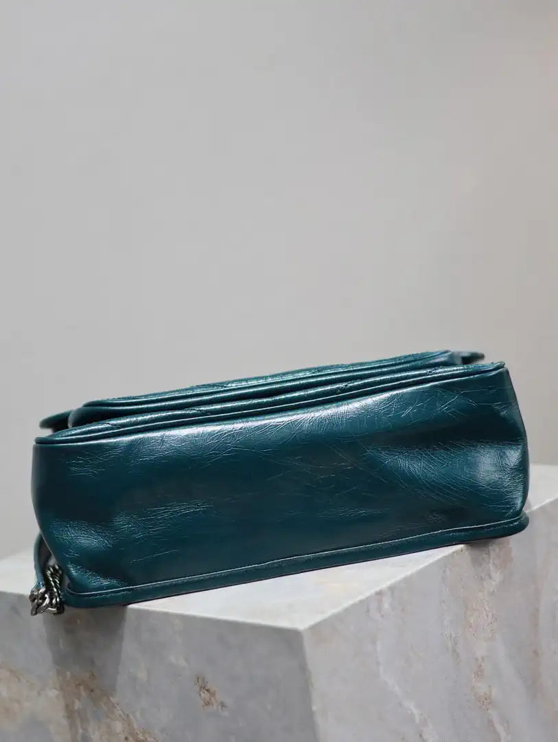 Yves Saint Laurent YSL 633158 Niki Medium In Quilted Leather Bag Turquoise